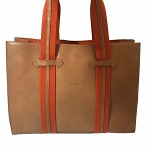 Claudia Firenze leather orange tote bag